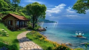 清新护眼海边小屋