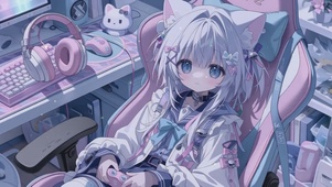 可爱萌系电竞猫女孩