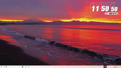 唯美海边夕阳 富士山