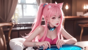 粉发狐耳少女电竞