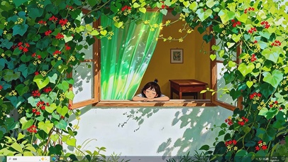 花窗绿意-桌面主题