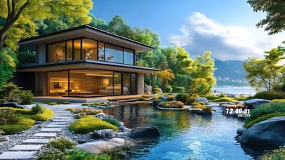 护眼海边别墅溪流