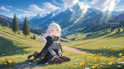 山野白发少女