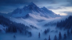 雪山浓雾枫林