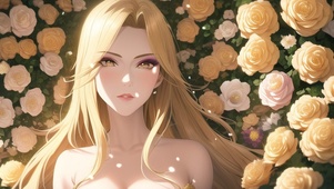 花丛中的金发美女