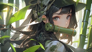 古风竹林女孩