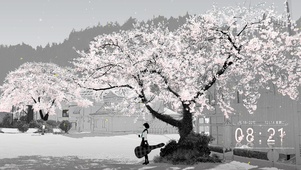 桃花树下