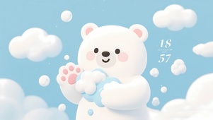 蓝天可爱小白熊