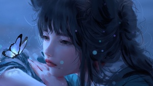 4K 鬼刀风唯美忧伤美少女插画