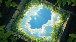 仰望绿色夏日晴空