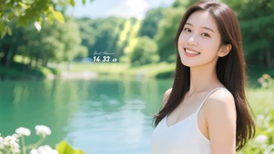 清纯夏日白裙少女