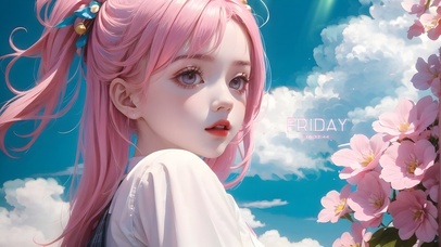 4k可爱蓝天女孩