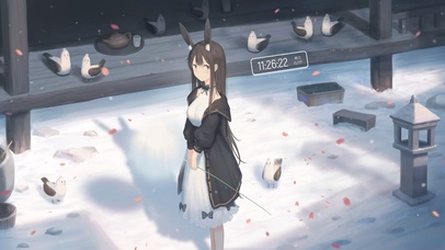 冬天庭院的女孩