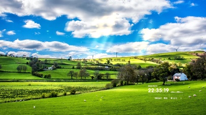 4k 治愈唯美蓝天白云草原