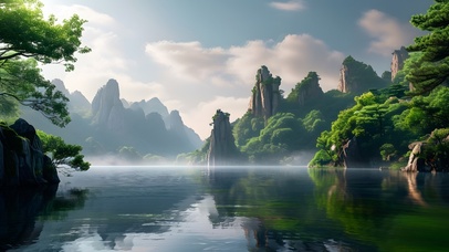 自然风景山水河流湖泊长江两岸