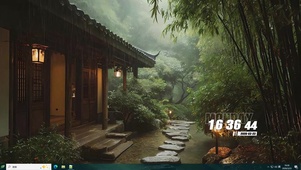 竹林雨天桌面主题