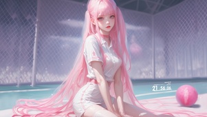 软萌粉发妹子