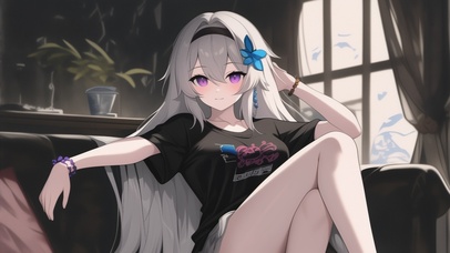 雪墨壁纸丨流萤丨黑色T恤丨