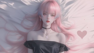 甜美粉色头发女孩