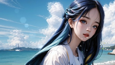 海边清纯少女