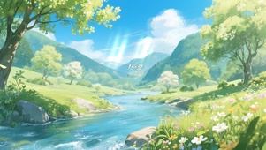 清凉养眼溪流4K