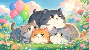 草地叠叠猫咪