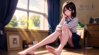 4K 阳光下的光脚少女