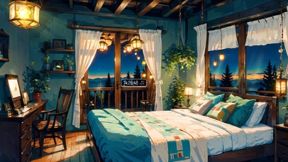 4k安静的夜晚卧室