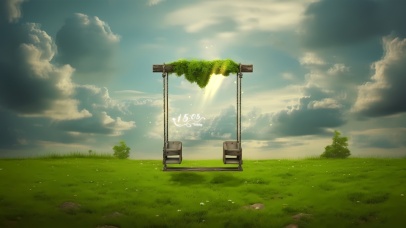 唯美治愈绿植秋千	