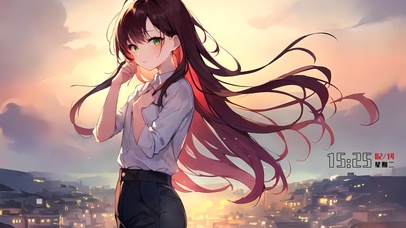 治愈可爱夕阳少女