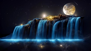 梦幻蓝-山河月亮瀑布