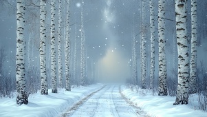 雪天白桦林