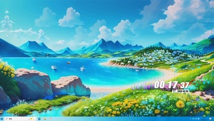 蓝天白云青山桌面主题