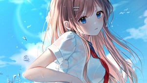 夏日制服玩水少女