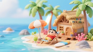 夏日海边小新