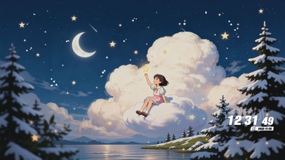 夜晚手摘星星女孩