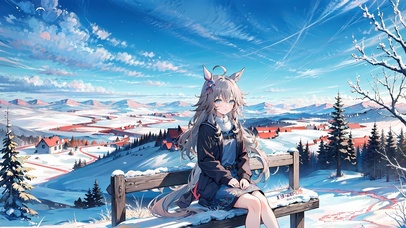 雪地公园少女
