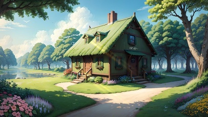 4K唯美治愈梦幻森林小屋