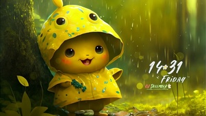 雨中大眼皮卡丘
