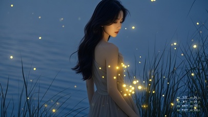 湖边萤火虫少女