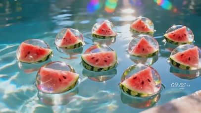 夏日水中西瓜