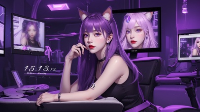 紫色控电竞少女