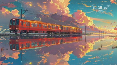 4k天空之境行驶的火车