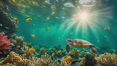 4K海洋世界海底的珊瑚和鱼类