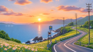 海岸线的黄昏