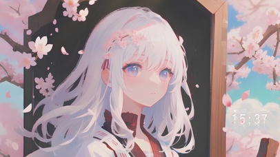 清纯白发樱少女