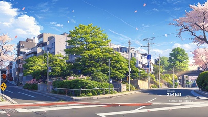 唯美樱花春日小镇