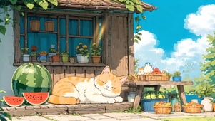 夏日懒散小猫