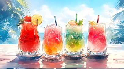 4K清凉夏日果汁