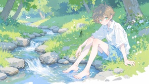 河流边的少年